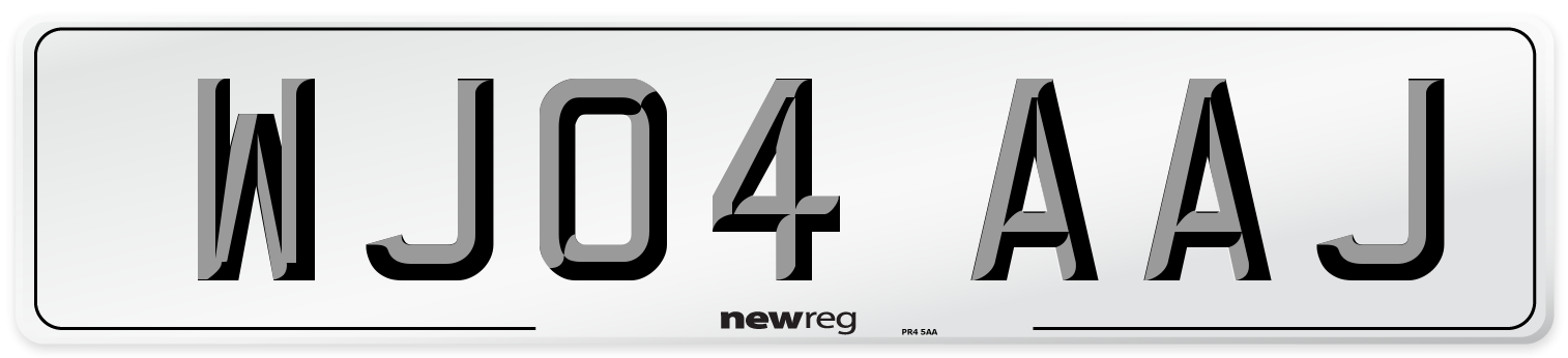WJ04 AAJ Number Plate from New Reg